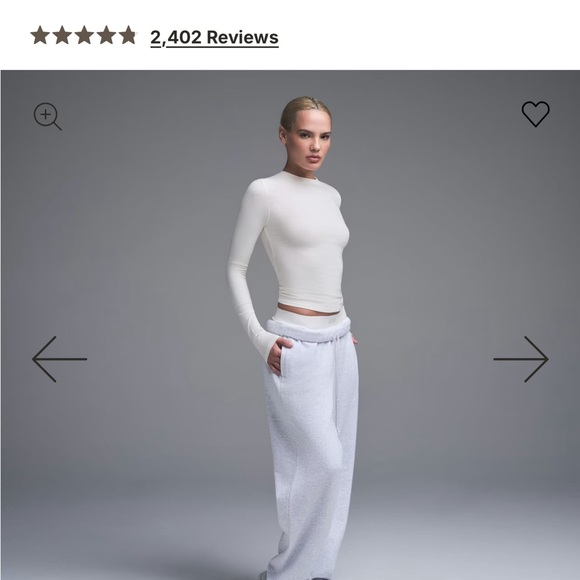 Skims COTTON JERSEY LONG SLEEVE T-SHIRT | BONE - BONE / M x 1 - Picture 7 of 12